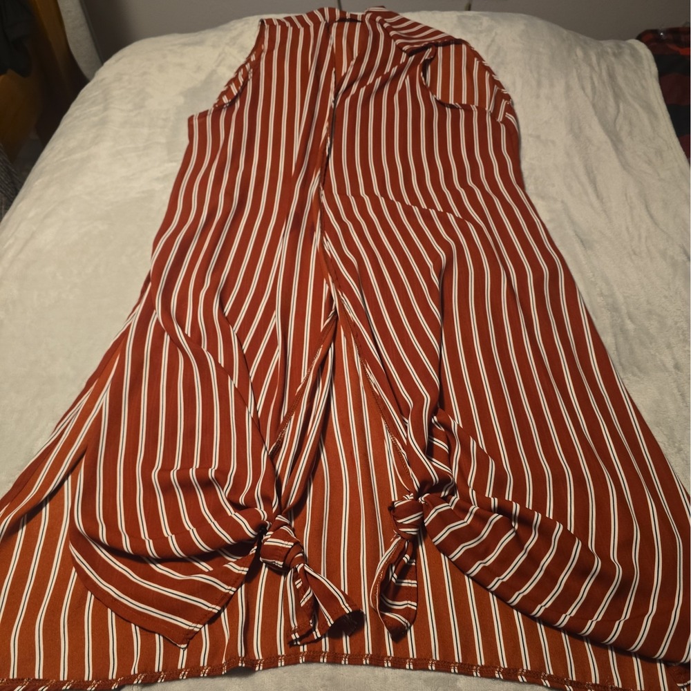 Lularoe Joy X-large Open Duster Vest Maroon Stripe Cowgirl Western